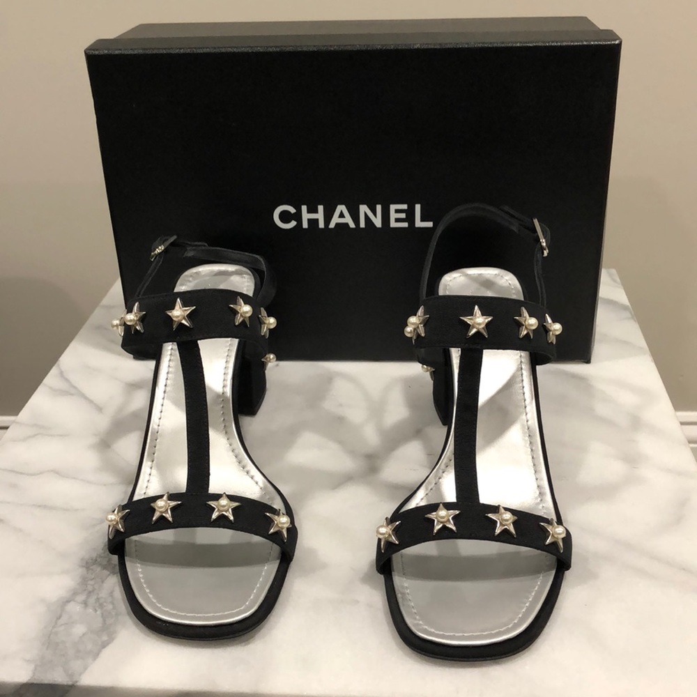 Chanel sandals with pearl stars